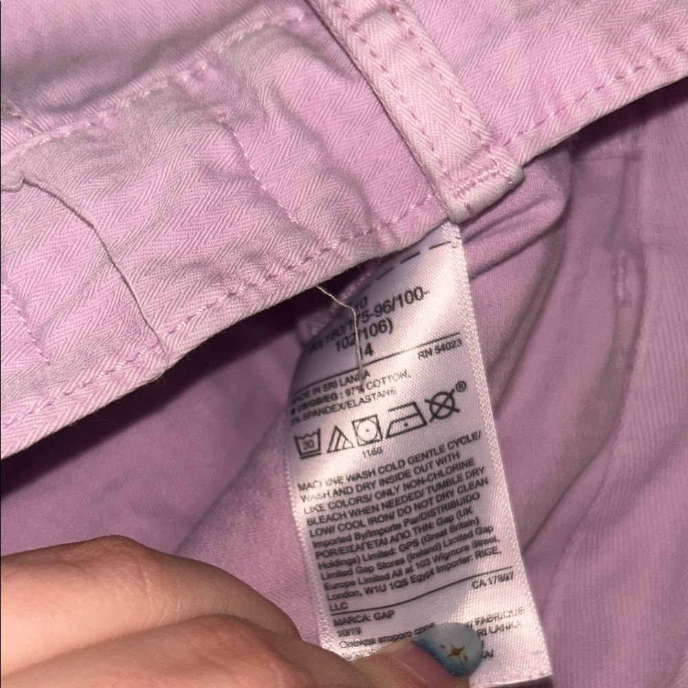 Pastel Pink Pale Lilac Lavender Purple Straight High Rise Khaki Pants - Picture 7 of 14